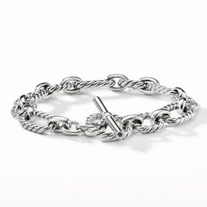 Cushion Link Chain Bracelet with Blue Sapphires - Size Large 7 Inches